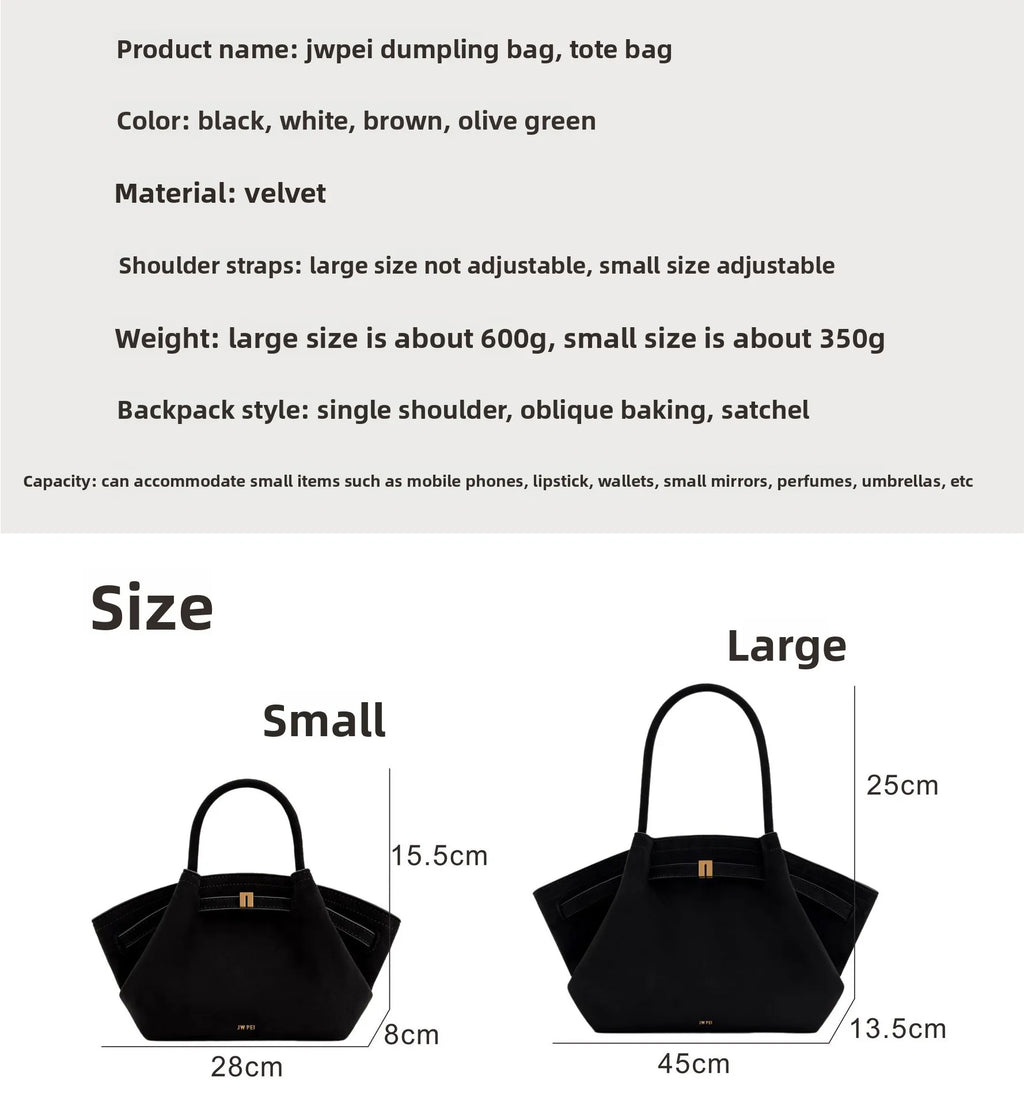 JW Pei Dumpling Bag Wildleder Schultertasche Umhängetasche Unterarmtasche Nischendesign Mode Handtasche Einkaufstasche